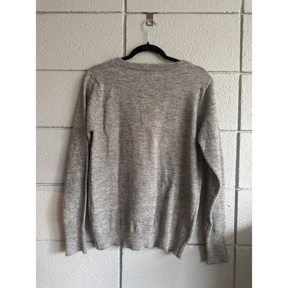 Women's Lea & Viola Embroidered Mama Crewneck Sweater in Gray size M Boho Preppy - Picture 3 of 4